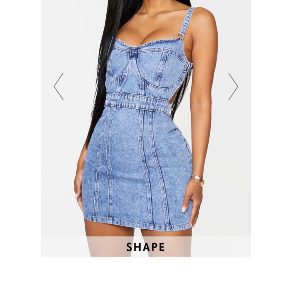 Acid Blue Wash Denim Bodycon dress (shape)